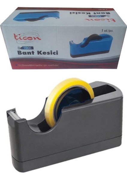 Büyük Bant Kesme Makinesi Siyah ve 3 Adet 12X66 Metre Bant Masa Üstü Bant Makinesi Bant Kesici