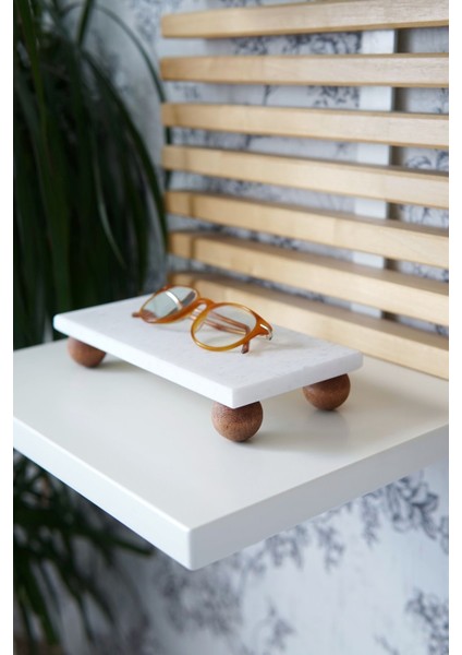 Beyaz Mermer Dikdörtgen Sunum Tabağı 20X10 cm | Takılık & Dekoratif Stand