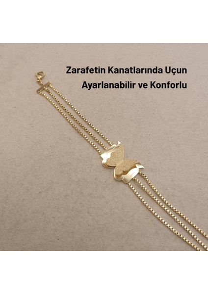 Zarif Çelik Kelebek Figürlü Üç Sıra Zincir Bileklik fırsatları