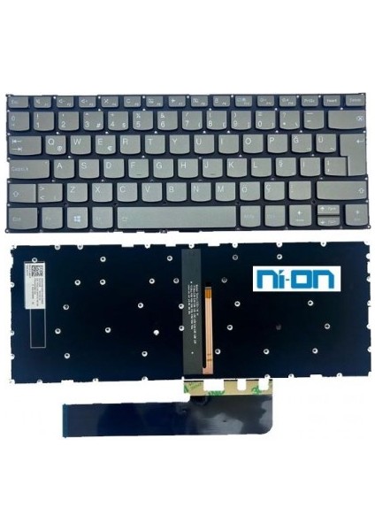 Nion Lenovo 5CB0W44292 5CB0W44324 Uyumlu Notebook Klavye (Kül Rengi Aydınlatmalı Tr)