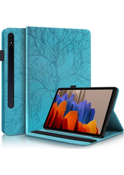 Samsung Galaxy Tab S7 Için Flip Kılıf Darbeye Dayanıklı Kabartmalı Tablet Kılıfı Braket ve Kart Yuvası ile (Yurt Dışından)