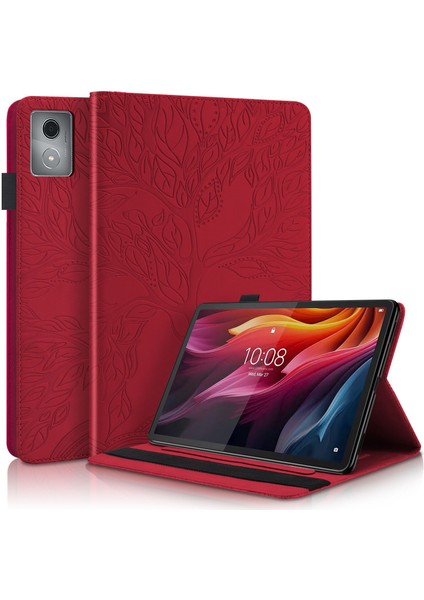 Lenovo Tab K11 Plus Için Flip Kılıf Darbeye Dayanıklı Kabartmalı Tablet Kılıfı Braket ve Kart Yuvası ile (Yurt Dışından)