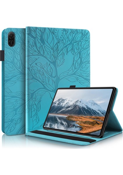 Honor Pad X8A Için Flip Kılıf Darbeye Dayanıklı Kabartmalı Tablet Kılıfı Braket ve Kart Yuvası ile (Yurt Dışından)