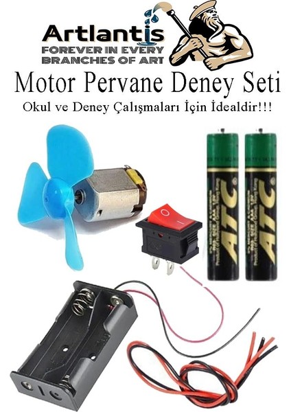 Motor Deney Seti 1 Paket Pervane Dc Motor Anahtar Pil Yatağı Iletken Kablo Pil Okul Sınıf Deney Malzemesi