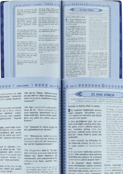 Feyzü'l Furkan Tefsirli Kuranı Kerim Meali Lacivert (Büyük Boy-Sadece Türkçe Meal-Kalın Cilt)