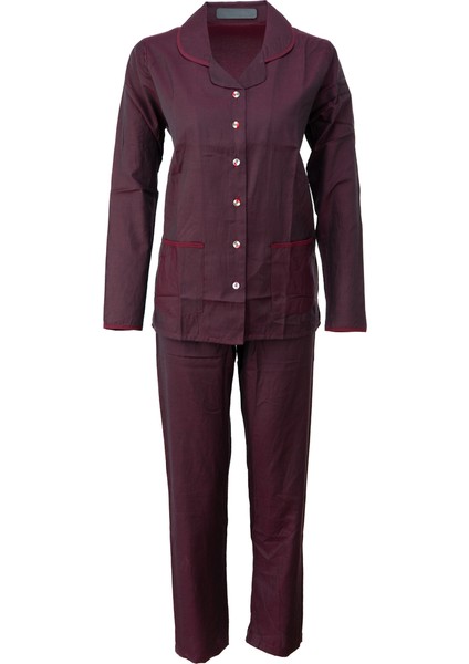 Kadın Şık Klasik Model Pijama Takımı Premium %100PAMUK Poplin Kumaş Düğmeli Tarz Model Cepli