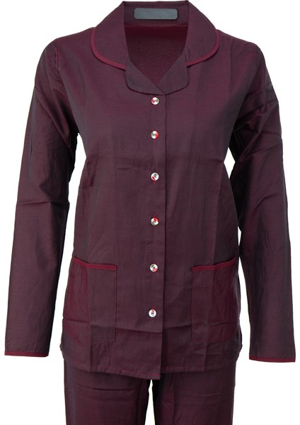 Kadın Şık Klasik Model Pijama Takımı Premium %100PAMUK Poplin Kumaş Düğmeli Tarz Model Cepli
