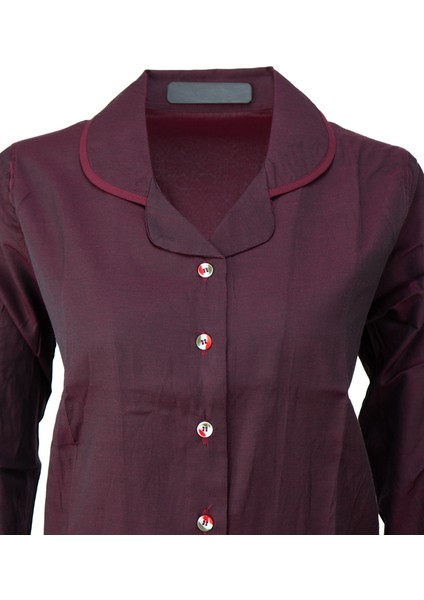 Kadın Şık Klasik Model Pijama Takımı Premium %100PAMUK Poplin Kumaş Düğmeli Tarz Model Cepli