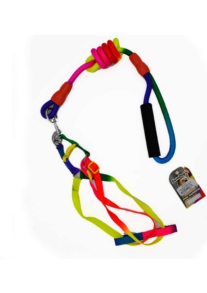 Köpek Göğüs Tasması Gökkuşağı 14MM 120CM Nrmsa