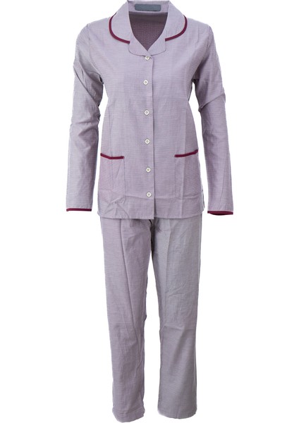 Kadın Şık Klasik Model Pijama Takımı Premium %100PAMUK Poplin Kumaş Düğmeli Tarz Model Cepli