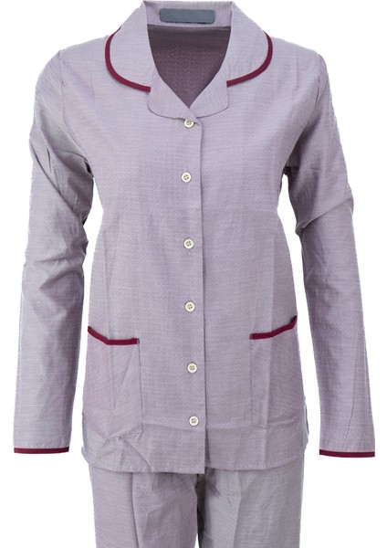 Kadın Şık Klasik Model Pijama Takımı Premium %100PAMUK Poplin Kumaş Düğmeli Tarz Model Cepli