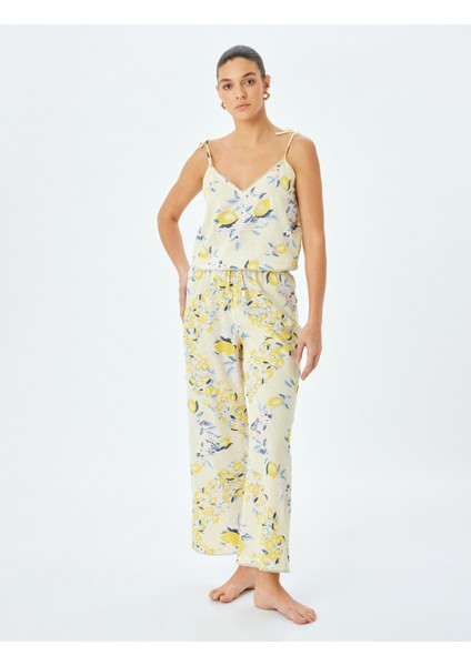 Limon Baskılı Rahat Kalıp Pamuklu Pijama Altı