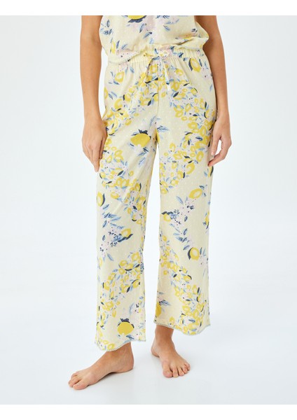 Limon Baskılı Rahat Kalıp Pamuklu Pijama Altı