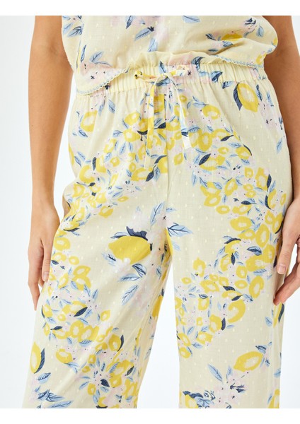 Limon Baskılı Rahat Kalıp Pamuklu Pijama Altı