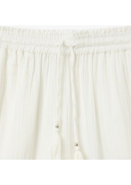 Pamuklu Beli Lastikli Bağlamalı Cepli Geniş Paça Müslin Pantolon modelleri