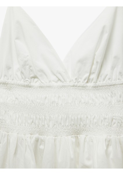 Pamuklu V Yaka Yanları Bağlamalı Gipeli Uzun Askılı Plaj Elbisesi fırsatları