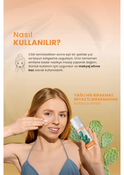 Güneş Kremi Kaktüs Özlü SPF 50 Nemlendirici Karma Cilt Tipleri Vücut Yüz Güneş Kremi 50 ml indirimleri