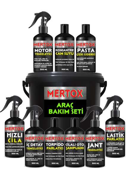 10 Parça Müthiş Oto Araç Araba Yıkama Temizlik Bakım Seti Kovalı
