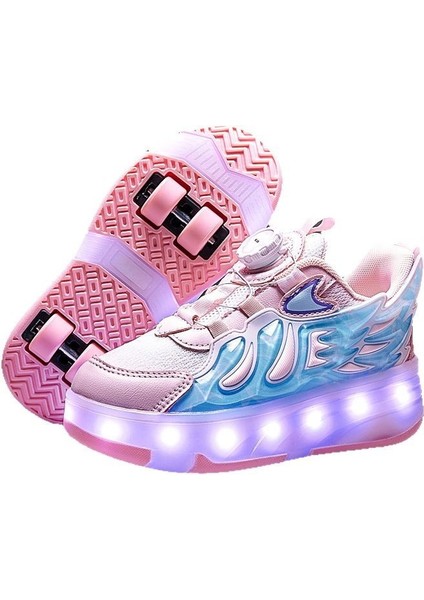 Çocuk Tekerlekli Paten Şarj Işık Sekiz Tekerlekli Erkek ve Kadın Paten Roller Shoes (Yurt Dışından)