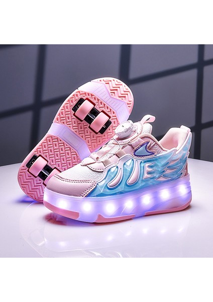 Çocuk Tekerlekli Paten Şarj Işık Sekiz Tekerlekli Erkek ve Kadın Paten Roller Shoes (Yurt Dışından)
