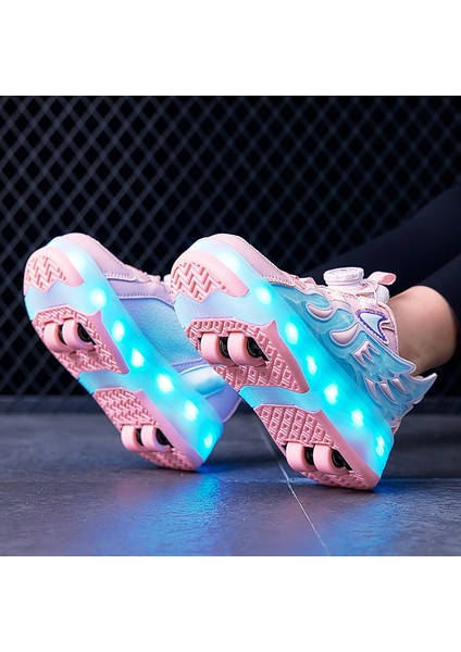 Çocuk Tekerlekli Paten Şarj Işık Sekiz Tekerlekli Erkek ve Kadın Paten Roller Shoes (Yurt Dışından)