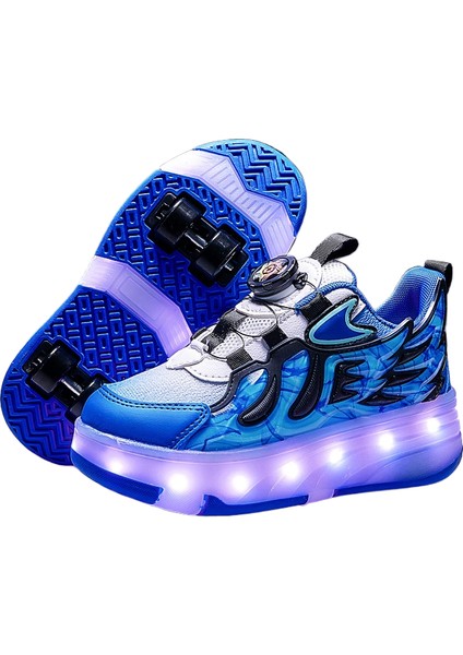 Ayakkabı Dört Tekerlekli Paten Çocuk Kız Şarj Parlayan Paten Roller Shoes (Yurt Dışından)
