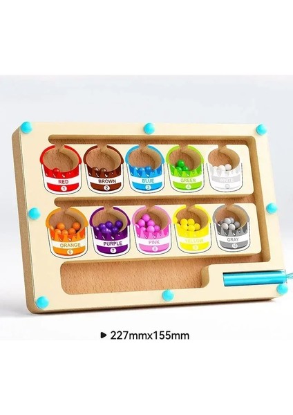 Montessori Manyetik Renk Sıralama Oyunları Labirent Kurulu Kalem Hareketli Boncuk Oyunları Ahşap Kontrol Duyusal Oyun Çocuklar Için Eğitim Oyuncakları Renk: Boya Kovası (Yurt Dışından)