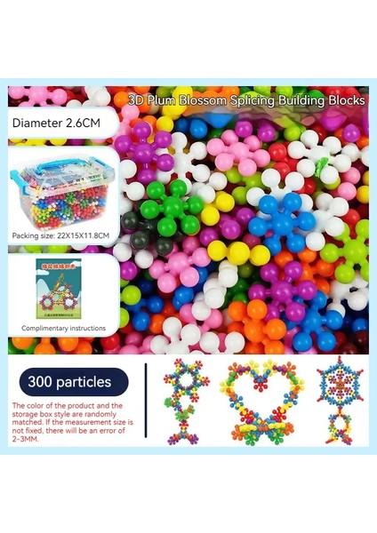Çocuklar Renkli Plastik Erik Çiçeği Yapı Taşları Eğlenceli Monte Edilmiş Kar Tanesi Parçaları Aydınlatma Erken Eğitim Oyuncakları Renk: Kutu 300PCS (Yurt Dışından)