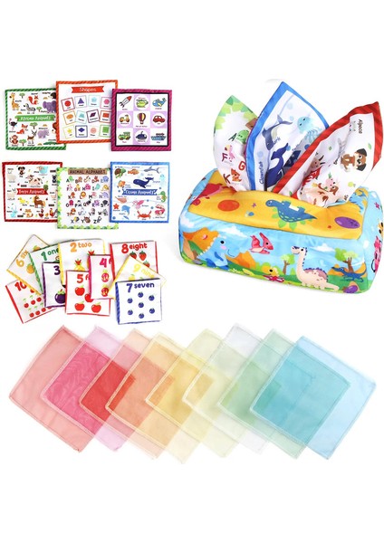 Bebek Doku Kutusu Renkli Yumuşak Duyusal Oyuncak Yürümeye Başlayan Parmak Egzersiz Için Pomma Ipek Fular Hediyeleri 0-18M Montessori Eğitim Oyuncakları Renk: C Dinozor (Yurt Dışından)