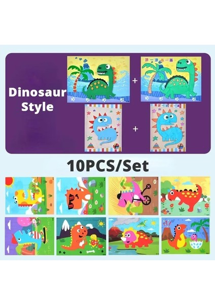 10PCS 3D Eva Köpük Sticker Bulmaca Oyunu Dıy Karikatür Hayvan Zanaat Oyuncakları Çocuk Çizim Oyuncak Öğrenme Eğitim Oyuncakları Çocuklar Için Hediyeler Renk: Dinozor 10 Pcs (Yurt Dışından)