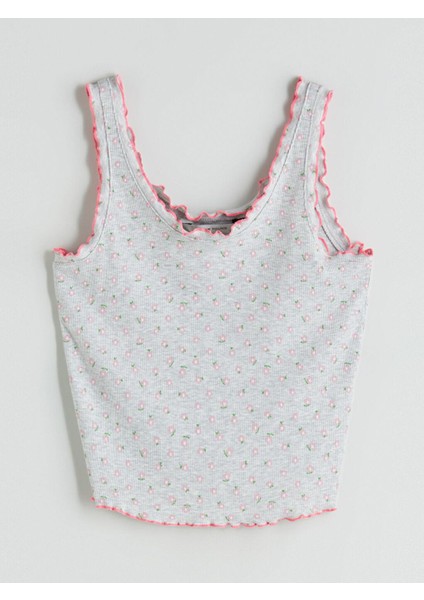 U Yaka Çiçekli Kadın Şortlu Pijama Takım (S5)