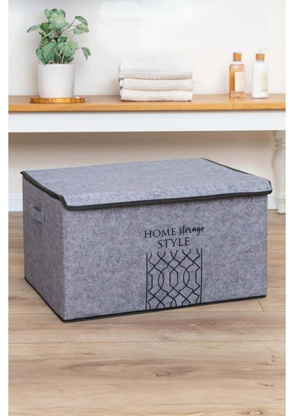 Mega Plus Gri Keçe Kapaklı Kutu, 57 x 41 x 31 cm