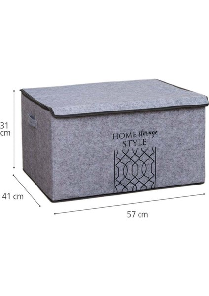 Mega Plus Gri Keçe Kapaklı Kutu, 57 x 41 x 31 cm