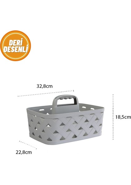 Deri Desenli Saplı Sepet