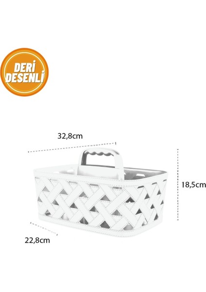 Deri Desenli Saplı Sepet