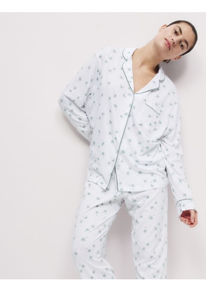 Pamuk-Modal Karışımlı Desenli Pijama Takımı
