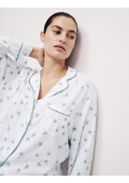 Pamuk-Modal Karışımlı Desenli Pijama Takımı