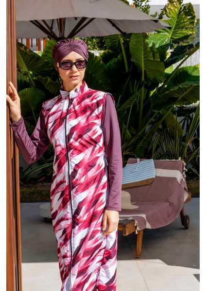 Tam Kapalı Uzun Jile Model Hızlı Kuruyan Tesettür Mayo - 2530