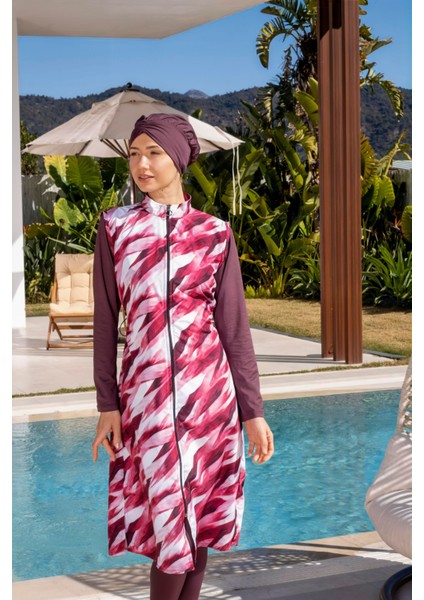 Tam Kapalı Uzun Jile Model Hızlı Kuruyan Tesettür Mayo - 2530 fırsatları