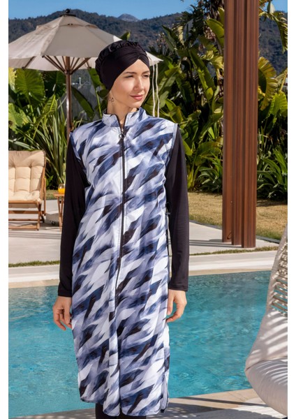 Tam Kapalı Uzun Jile Model Hızlı Kuruyan Tesettür Mayo - 2529