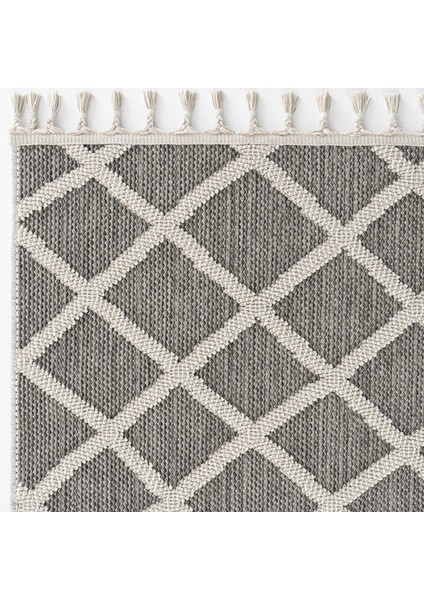 Bress 1409 Gri Hav Toz Vermez Hasır Dokulu Bukle Örgü Modern Desen Halı modelleri