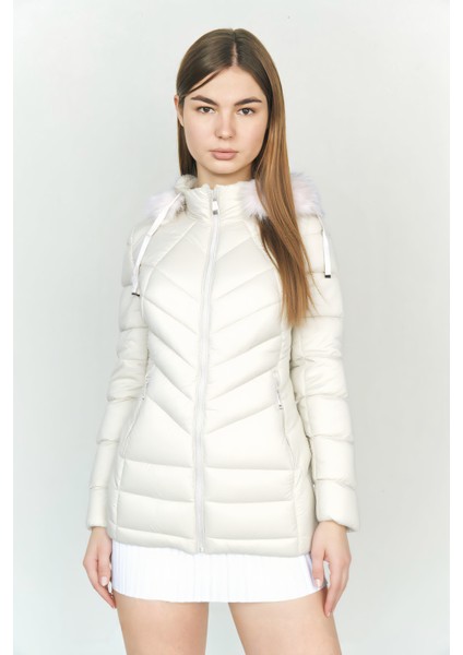 Italyan Kürk Kapüşonlu Şişme Mont