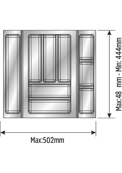 Çekmece içi kaşıklık Düzenleyici 50x48 Yandan ve Boydan 4,5 cm kesilebilir fırsatları