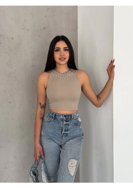 Fitilli Kaşkorse Yakası Zincirli Atlet Vizon modelleri