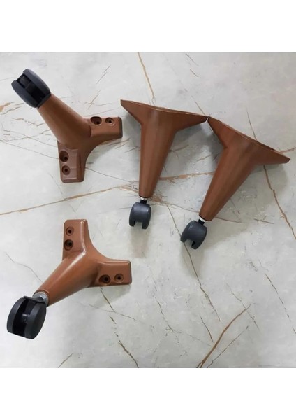 Tekerlekli Sihirli Sehpa Masa Ayağı 360 Derece Dönebilen 20 cm 4 Adet Ceviz. Vida Hediyeli!!!