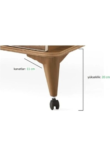 Tekerlekli Sihirli Sehpa Masa Ayağı 360 Derece Dönebilen 20 cm 4 Adet Ceviz. Vida Hediyeli!!!