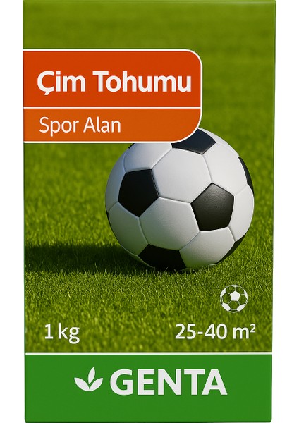 Spor Alan Çim Tohumu 1 kg | Dayanıklı ve Sık Yapılı Çim | 25-40 M² Alan Kaplama
