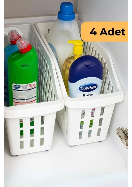 13 L Tekerlekli Düzen. Sepet, 4'lü Set, Beyaz
