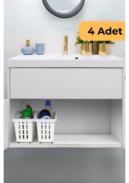 13 L Tekerlekli Düzen. Sepet, 4'lü Set, Beyaz