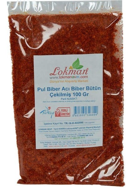 Melfxxl Pul Biber Çok Acı Biber Acı Bütün Biber Çekilmiş 100 gr Paket